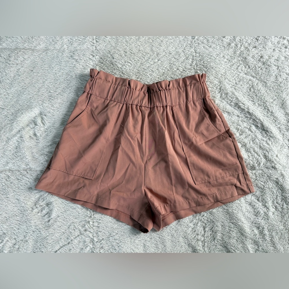 Windsor Women’s High Waisted Paper Bag Shorts Pockets Elastic Waist Size Medium